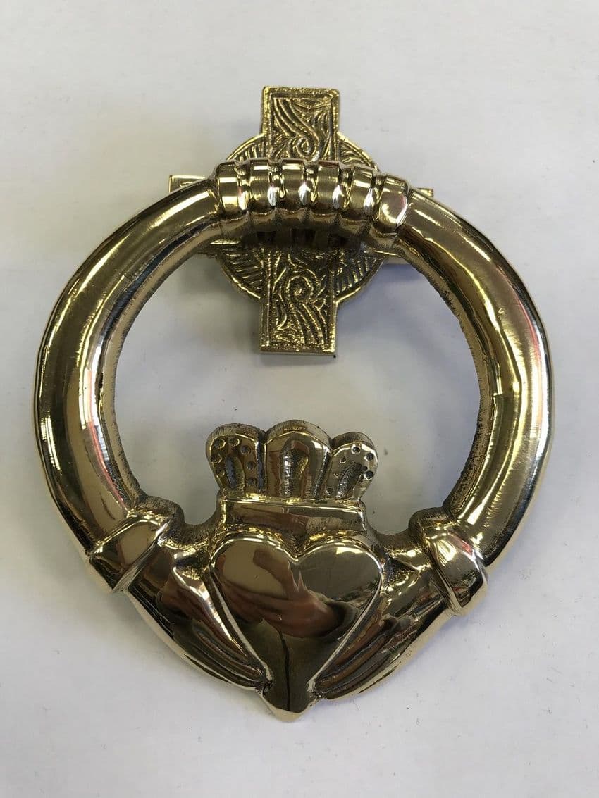 Liffey Artefacts Brass Door Knocker Claddagh Medium