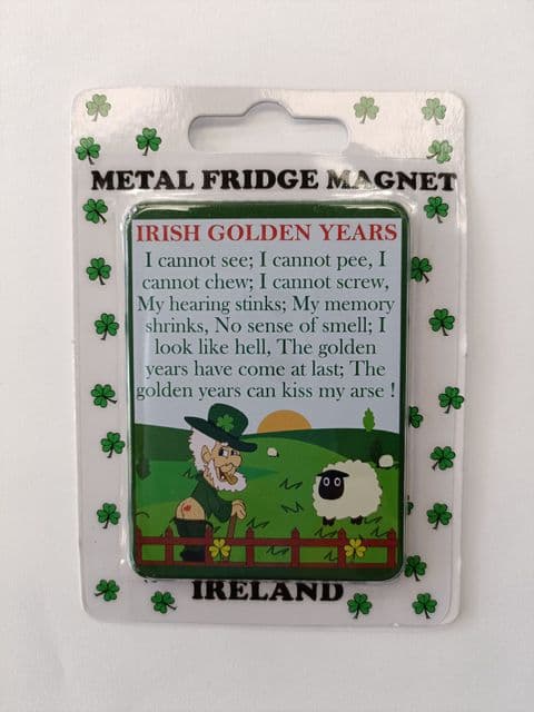 Liffey Artefacts - Irish Golden Years - Metal Fridge Magnet