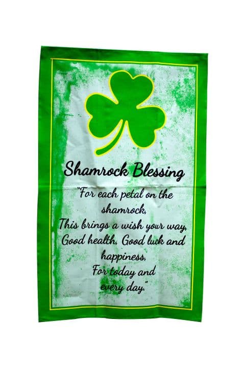 Liffey Artefacts Shamrock Blessing Cotton Tea Towel