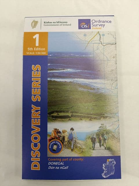 OS Discovery Sheet 1 Donegal - North West 1:50 000 scale - Full Colour