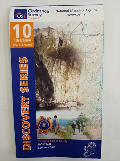 OS Discovery Sheet 10 Donegal 4th Edition- South West 1:50 000 scale - Full Colour