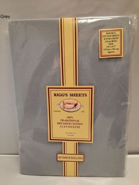 Riggs Double Fitted Sheet Extra Deep (33 cm) Brushed Cotton Flannelette/100% Cotton