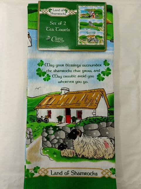 Royal Tara Land of Shamrocks 2pce Cotton Tea Towel Set