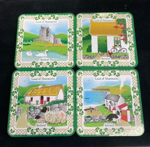 Royal Tara Land of Shamrocks 4 Cork Backed Coasters