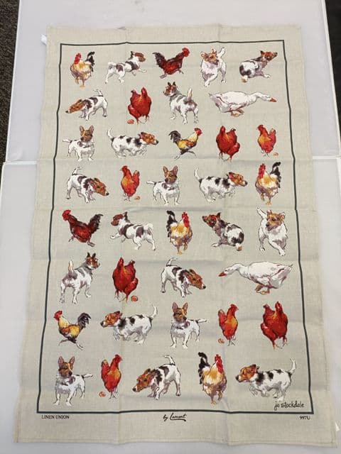 Samuel Lamont Farmyard Frolics Linen Union Tea Towel 55% Linen 45% Cotton