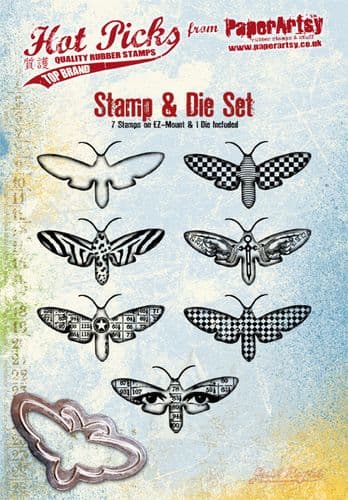Hot Pick Stamp & Die Set 01 - Moths (on EZ Mount)