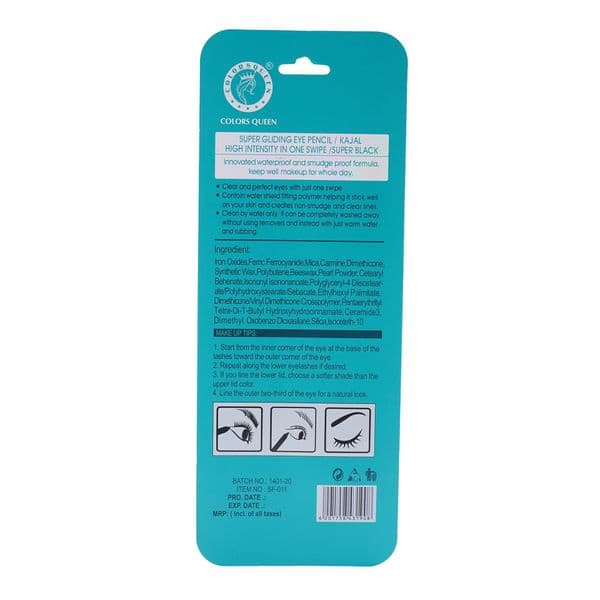 Colors Queen Soft Kajal Focus Long Lasting (Deep Black) x 1pc - *SPECIAL OFFER*