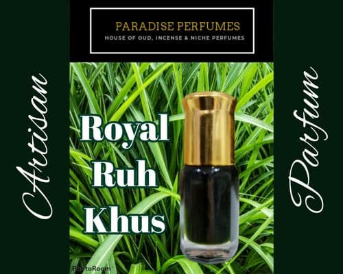 Royal Ruh Khus 3ml - Eastern Wild Vetiver Perfume Oil | Distilled | Exquisite Raw Smokey Earthy Note
