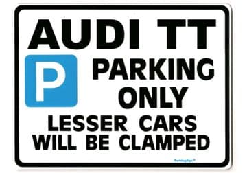 Audi TT Large Metal ParkingSign for Coupe Roadster