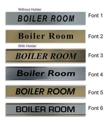 Boiler Room Door Nameplate | slide in or fixed room sign