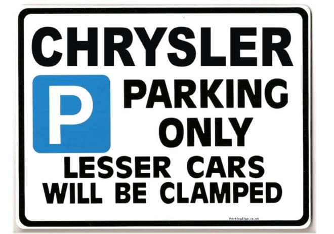 CHRYSLER Car Parking Sign - Gift for pt cruiser voyager 2.9 model owner - Size Large 205 x 270mm