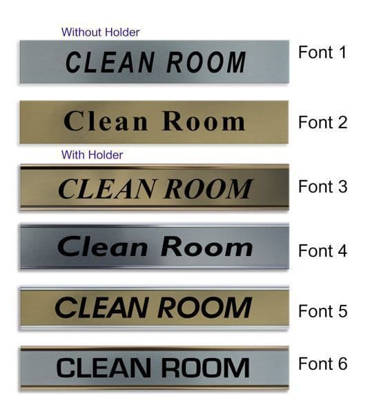 Clean Room Door Nameplate | slide in or fixed room sign