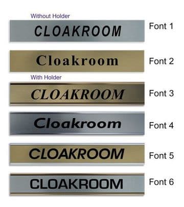 Cloakroom Door Nameplate | slide in or fixed room sign