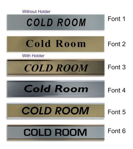 Cold Room Door Nameplate | slide in or fixed room sign