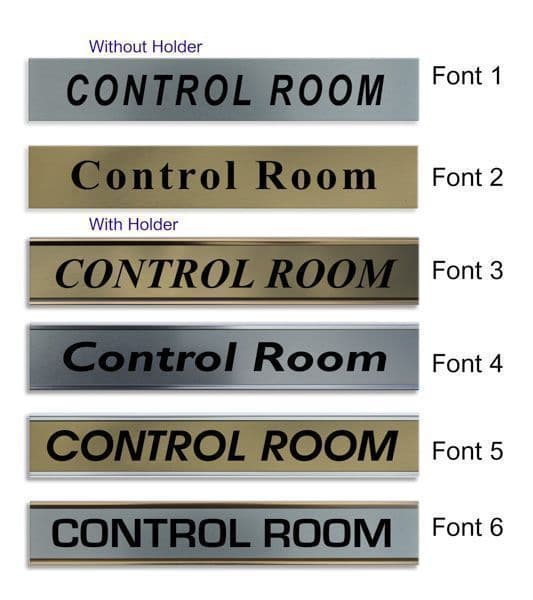 Control Room Door Nameplate | slide in or fixed room sign