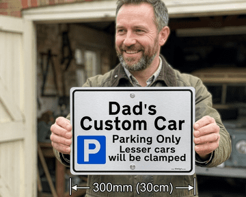 Dads Father's day Gift Personalised Parking Sign - Fun car owner Present Brushed Alu- UK 2026