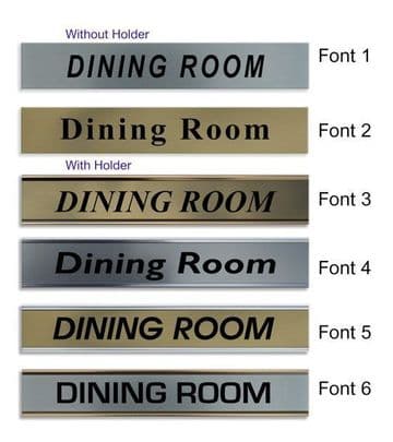 Dining Room Door Nameplate | slide in or fixed room sign