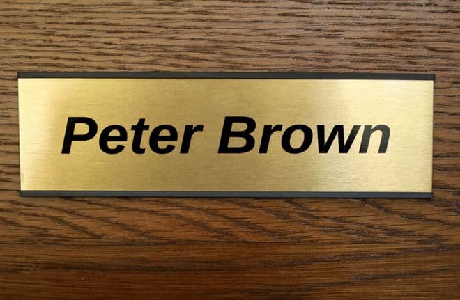 Bespoke Office Door Sign Room Name Brass Effect Plate