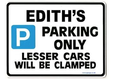 EDITH'S Personalised Parking Sign Gift | Unique Car Present for Her | Size Large - Metal faced