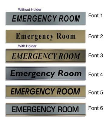 Emergency Room Door Nameplate | slide in or fixed room sign
