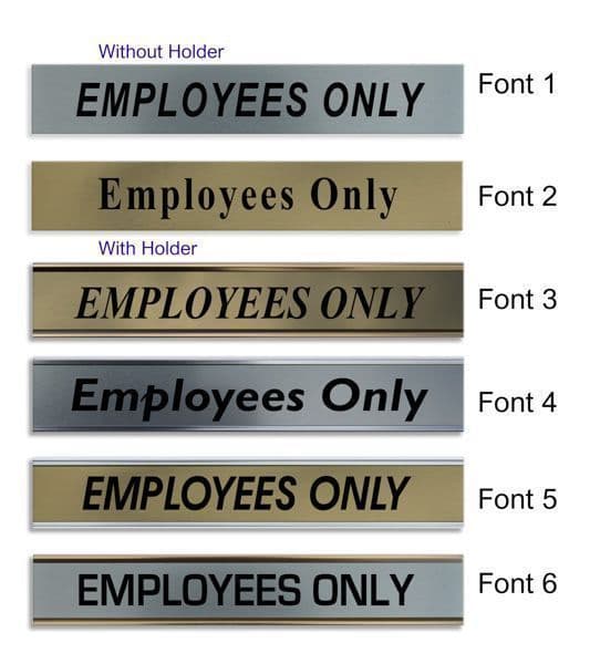 Employees Only Door Nameplate | slide in or fixed room sign