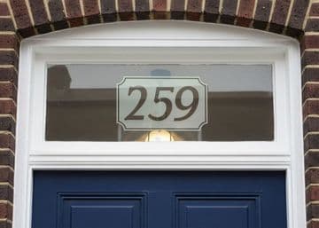 Etched House Number – Victorian Fanlight Door Glass Style - REVERSE CUT INSIDE FIT
