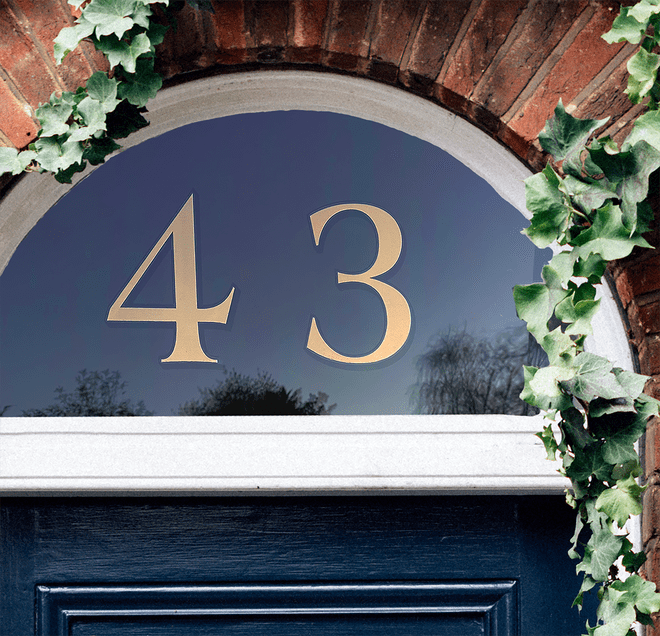 Fanlight / Transom Window House Number - Period Gold leaf style Any Number / Letter Custom door sign