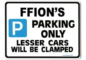 FFION'S Personalised Parking Sign Gift | Unique Car Present for Her | Size Large - Metal faced