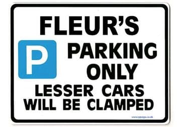 FLEUR'S Personalised Parking Sign Gift | Unique Car Present for Her | Size Large - Metal faced