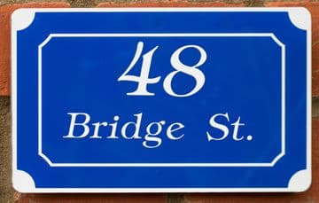 French style House Number and Street / House /Family name Plaque | Blue and white Custom door sign