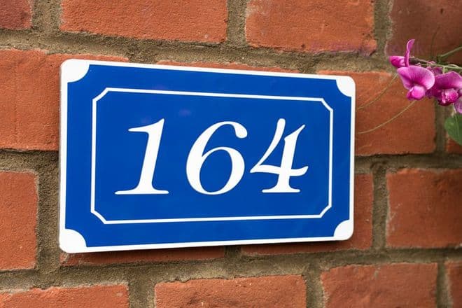 French style House Number Plaque | Blue and white -Any Number and or letters |Custom door sign