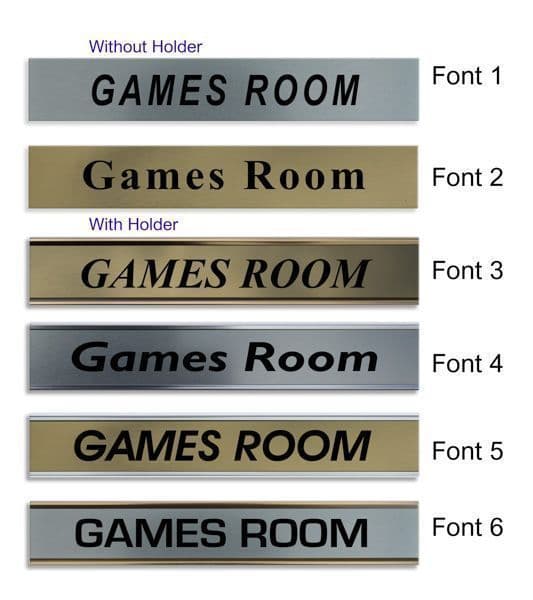 Games Room Door Nameplate | slide in or fixed room sign