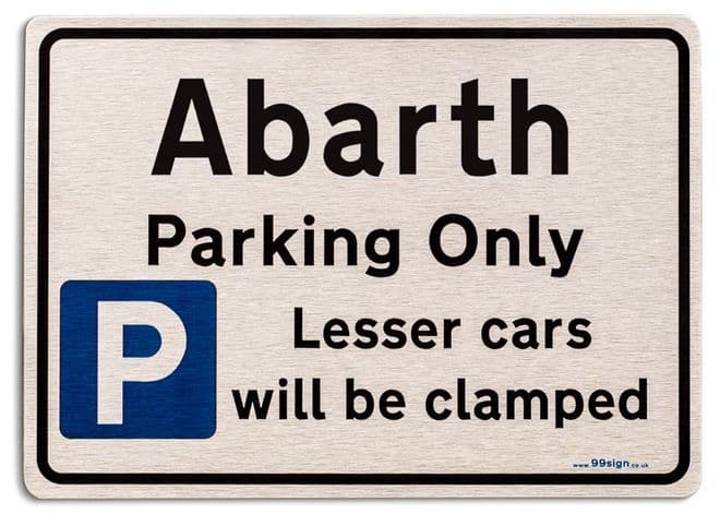 Gift for Abarth car owner | New Parking only Sign | Metal face Brushed Aluminium
