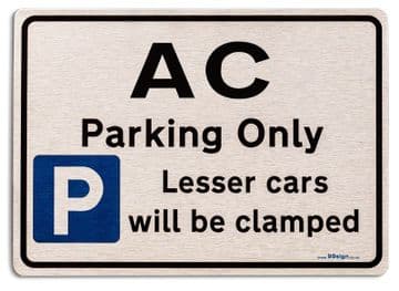 Gift for AC car owner | New Parking only Sign | Metal face Brushed Aluminium