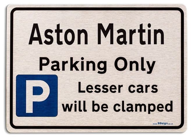 Gift for Aston Martin car owner | New Parking only Sign | Metal face Brushed Aluminium