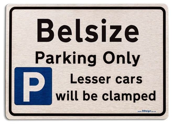 Gift for Belsize car owner | New Parking only Sign | Metal face Brushed Aluminium