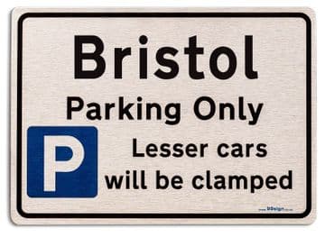 Gift for Bristol car owner | New Parking only Sign | Metal face Brushed Aluminium