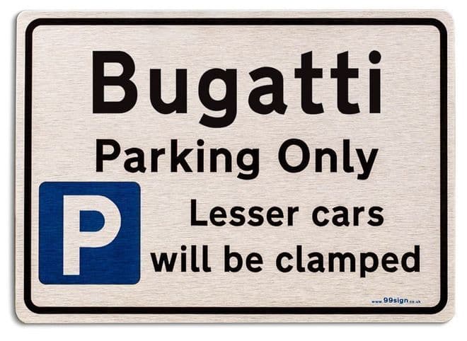 Gift for Bugatti car owner | New Parking only Sign | Metal face Brushed Aluminium