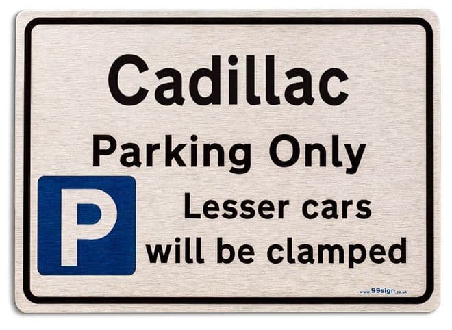 Gift for Cadillac car owner | New Parking only Sign | Metal face Brushed Aluminium