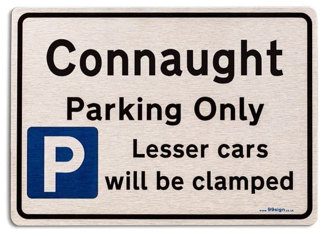 Gift for Connaught car owner | New Parking only Sign | Metal face Brushed Aluminium