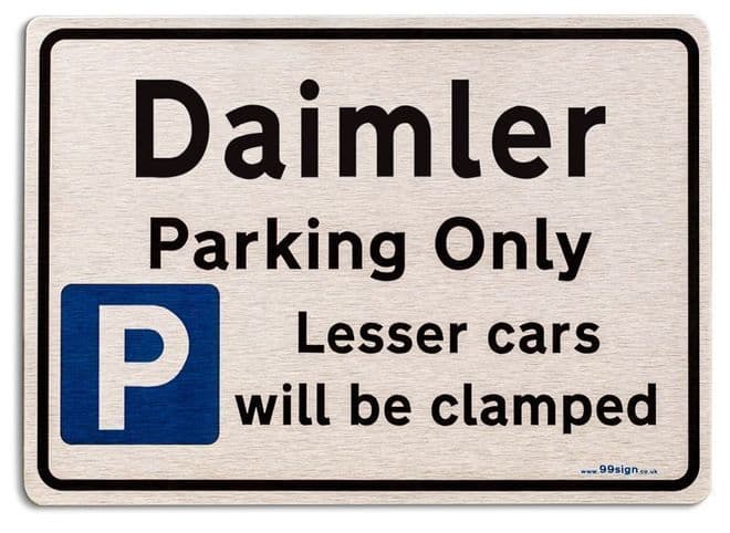 Gift for Daimler car owner | New Parking only Sign | Metal face Brushed Aluminium