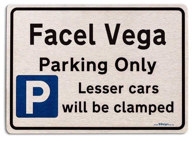 Gift for Facel Vega car owner | New Parking only Sign | Metal face Brushed Aluminium