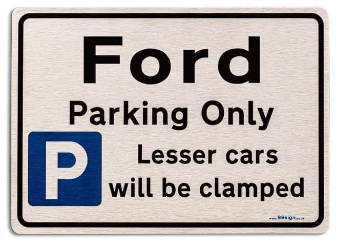 Gift for Ford car owner | New Parking only Sign | Metal face Brushed Aluminium