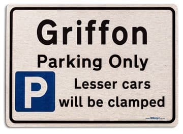 Gift for Griffon car owner | New Parking only Sign | Metal face Brushed Aluminium