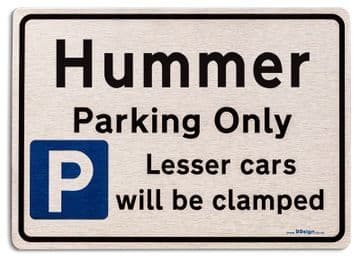Gift for Hummer car owner | New Parking only Sign | Metal face Brushed Aluminium