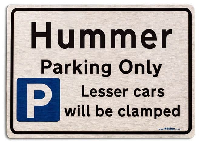 Gift for Hummer car owner | New Parking only Sign | Metal face Brushed Aluminium