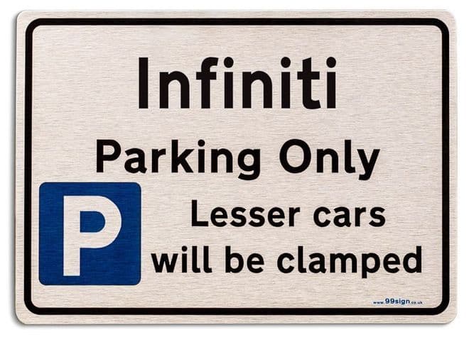 Gift for Infiniti car owner | New Parking only Sign | Metal face Brushed Aluminium