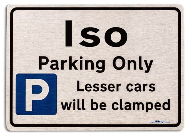 Gift for Iso car owner | New Parking only Sign | Metal face Brushed Aluminium