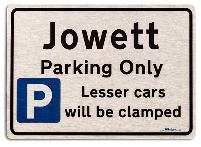 Gift for Jowett car owner | New Parking only Sign | Metal face Brushed Aluminium