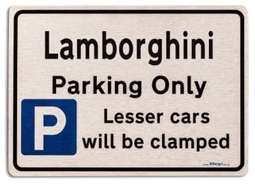 Gift for Lamborghini car owner | New Parking only Sign | Metal face Brushed Aluminium